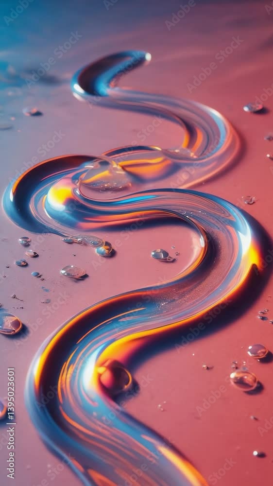 Poster a vibrant fluid oil art in constant motion, where shimmering pigments collide and swirl in hypnotic 
