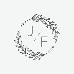 initial monogram wedding with creative circle line