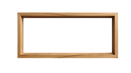 Holzrahmen rechteckig in natürlicher Optik PNG mit transparentem Hintergrund

