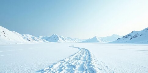 Empty landscape with vast expanse of white snow, isolation, barren land