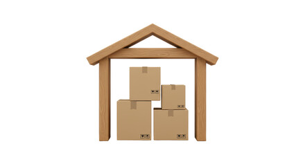 Isolated Wood Frame With Boxes