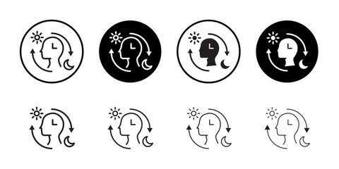 Circadian rhythms icon outline collection or set in black and white
