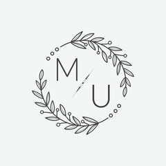 initial monogram wedding with creative circle line