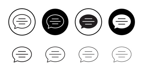 Comment icon (2) outline collection or set in black and white