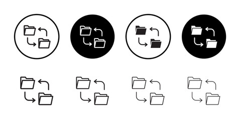 Data synchronization icon outline collection or set in black and white