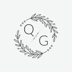 initial monogram wedding with creative circle line