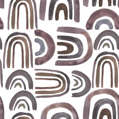 Abstract nordic print with  geometric shapes on white background. Watercolor seamless pattern. Hand drawn marble illustration. Mixed media art