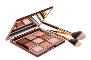 Luxury Eyeshadow Palette with Professional Makeup Brushes with Transparent Background, adobe stock images Generative AI