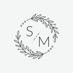 Obraz premium initial monogram wedding with creative circle line