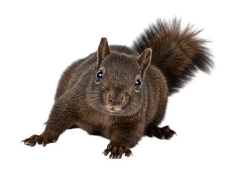 Isolated Curious Dark Squirrel Engaging Portrait