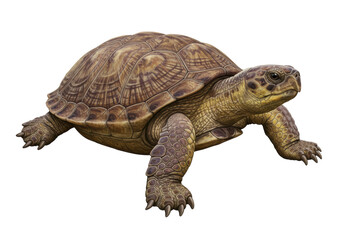 Isolated Brown Tortoise with Detailed Shell