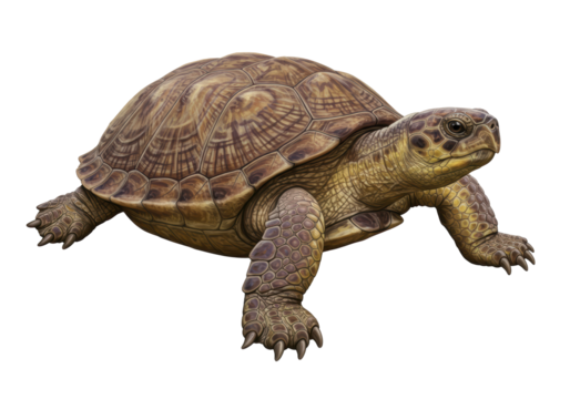 Isolated Brown Tortoise with Detailed Shell