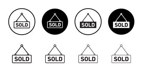 Sold icon outline collection or set in black and white
