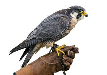 Isolated Peregrine Falcon Perched on Falconer's Glove