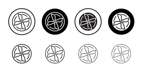Ventilation icon outline collection or set in black and white
