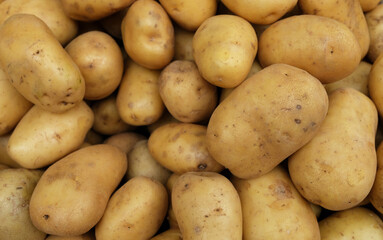 White Potatoes, raw potatoes as background