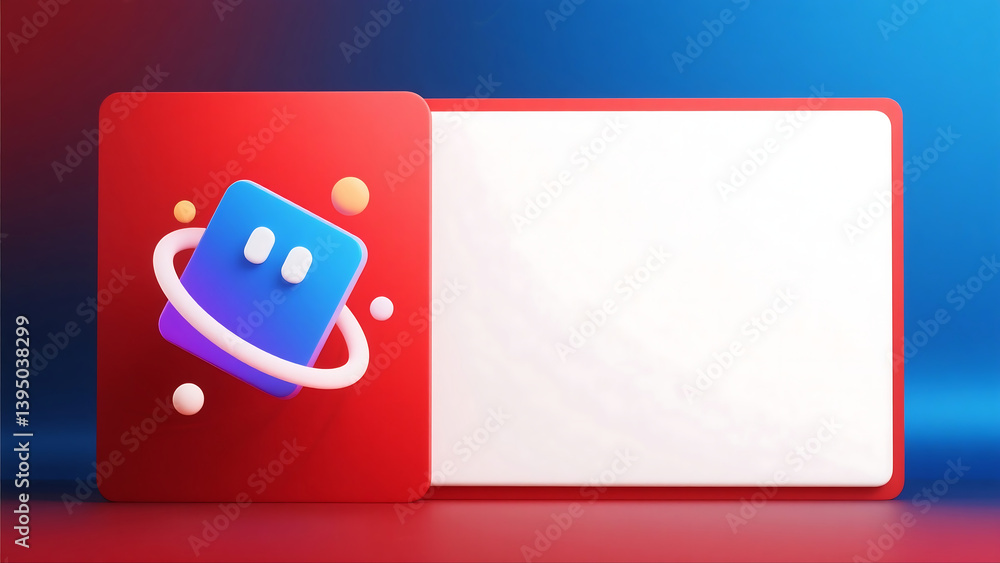 Poster abstract geometric background with dynamic blue and red gradient, minimalist modern design featuring