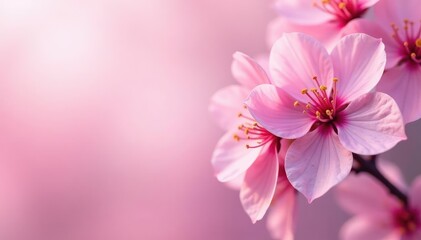 Obraz premium Full bloom sakura, dense overlapping petals, light pink gradient, japanese, gradient, floral pattern