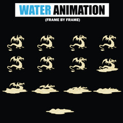 Water Splash, Shower Rain, Bubbles, Droplets, Drip, Flow, Wave, Burst, Explosion, Ripples, Curling Swirl – 2D Water FX Sprite Sheet Vector Pack for Games & Motion Graphics