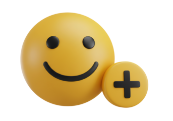 Isolated Smiley Face Plus Sign Addition Positive