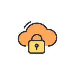 Cloud security colored icons, minimalist vector illustration ,simple transparent graphic element .Isolated on white background