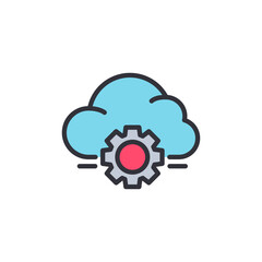 Cloud management colored icons, minimalist vector illustration ,simple transparent graphic element .Isolated on white background