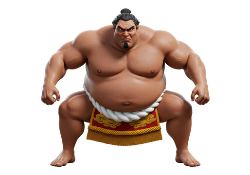 Isolated Sumo Wrestler Stance Power Ready