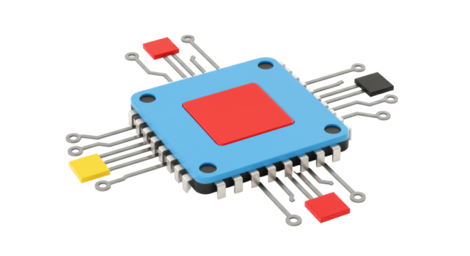 Isolated microchip 3D render on white background - Powered by Adobe