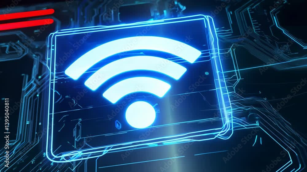 Poster communication wireless technology and future wifi concept, exploring wireless technology glowing wif