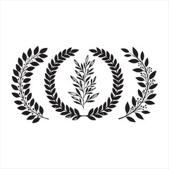 Gold laurel wreath vector illustration, a symbol of victory and award decoration with olive leaves