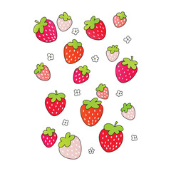 Colorful Strawberry vector art and illustration