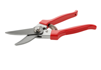 Isolated Shiny Red Bypass Pruning Shears for Gardening
