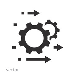 optimization operation, process management icon, fix strategy industry, transmission gear wheel, flat vector illustration