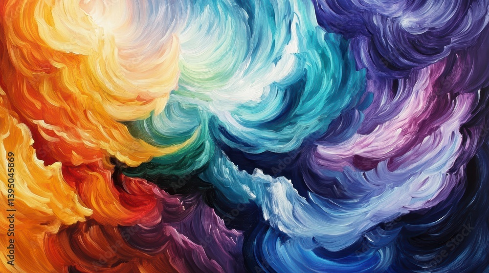 Poster Abstract swirling colorful paint texture background.