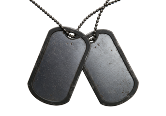 Isolated Pair of Worn Military Dog Tags on Ball Chain