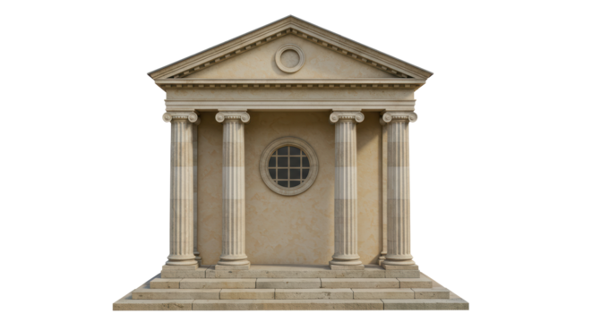 Isolated Ancient Temple with Columns and Stairs