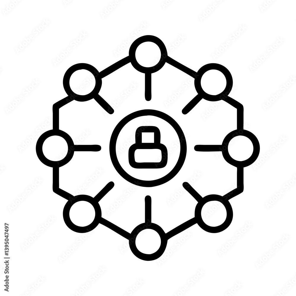 Aufkleber network connection hub with user icon for social media and digital marketing use