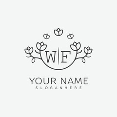 initial monogram wedding with creative circle line flower.