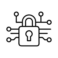 Cybersecurity lock icon for data protection and network security technology design