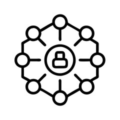 Network connection hub with user icon for social media and digital marketing use