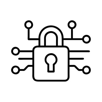 black padlock circuit security icon clip art preview