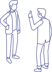  Discussion Between Two Professionals vector line isometric illustration isolated on white background
