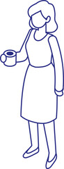 Woman Holding a Coffee Cup vector line isometric illustration isolated on white background