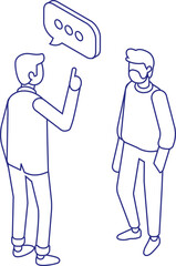 Illustration of Business Discussion Between Two Professionals, vector isometric illustration isolated on white background