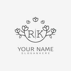 initial monogram wedding with creative circle line flower.