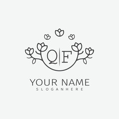 Obraz premium initial monogram wedding with creative circle line flower.