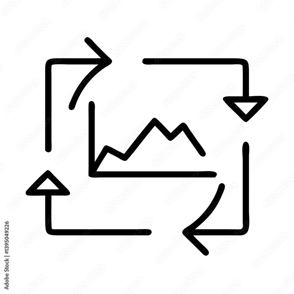Poster data analysis cycle graph icon for business process improvement and analytics flow