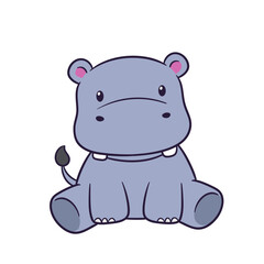 Cute and adorable hippo character illustration