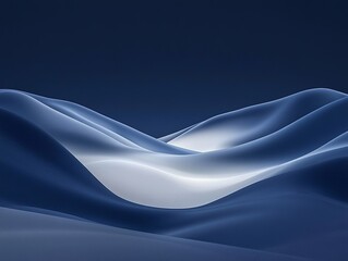 Abstract Dark Blue Background with Smooth Translucent Curves and Organic Forms, Simple Elegant Design, Soft Lighting, Delicate Textures, High Resolution, Luxury Brand Style, High Detail, Masterpiece