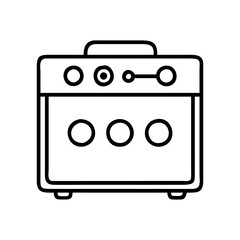 Vintage guitar amplifier outline vector illustration music instrument design